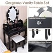 Costway Contemporary MDF Vanity Dressing Table Set with 2 Side Drawers in Black