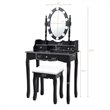 Costway Contemporary MDF Vanity Dressing Table Set with 2 Side Drawers in Black