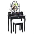 Costway Contemporary MDF Vanity Dressing Table Set with 2 Side Drawers in Black