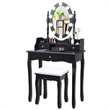 Costway Contemporary MDF Vanity Dressing Table Set with 2 Side Drawers in Black