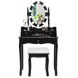 Costway Contemporary MDF Vanity Dressing Table Set with 2 Side Drawers in Black