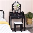 Costway Contemporary MDF Vanity Dressing Table Set with 2 Side Drawers in Black