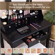 Costway Contemporary MDF Vanity Dressing Table Set with 2 Side Drawers in Black