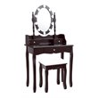 Costway Contemporary MDF Vanity Dressing Table Set with 2 Side Drawers in Brown