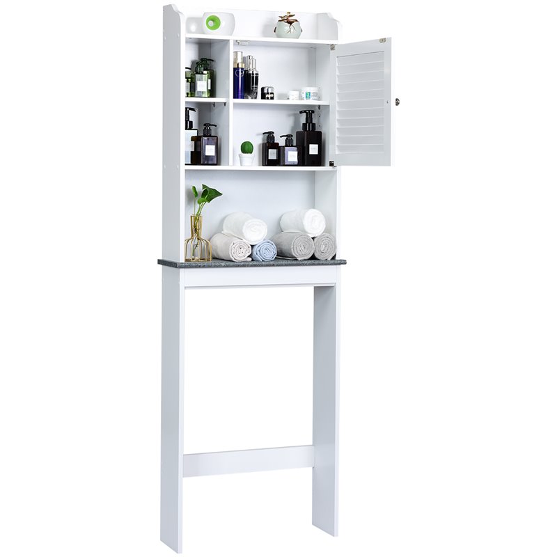 Costway Contemporary MDF Over The Toilet Space Saver with Louver Door in White