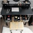 Costway MDF and Wood Vanity Dressing Table Set with Stool & Oval Mirror in Black