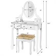 Costway MDF and Wood Vanity Dressing Table Set with Stool & Oval Mirror in White
