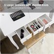 Costway MDF and Wood Vanity Dressing Table Set with Stool & Oval Mirror in White