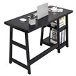 Costway Contemporary Engineered Wood Computer Desk with Removable Shelf in Black