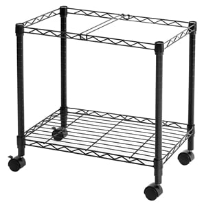 Costway Contemporary Steel Rolling File Cart with Extra Shelf in Black