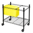 Costway Contemporary Steel Rolling File Cart with Extra Shelf in Black