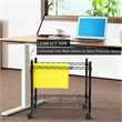 Costway Contemporary Steel Rolling File Cart with Extra Shelf in Black