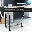 Costway Contemporary Steel Rolling File Cart with Extra Shelf in Black