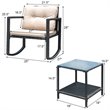 Costway 3-piece Rattan Patio Conversation Set with Cushioned Sofa in Black