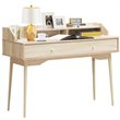 Costway Contemporary Wood Computer Desk with Hutch and Drawer in Natural