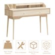 Costway Contemporary Wood Computer Desk with Hutch and Drawer in Natural