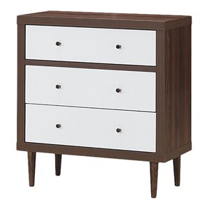 Costway 3-drawer Contemporary MDF Wood Chest Dresser in White and Walnut