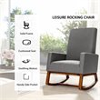 Costway Contemporary Plywood and Fabric Upholstered Rocking Chair in Gray