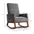 Costway Contemporary Plywood and Fabric Upholstered Rocking Chair in Gray