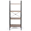 Costway 4-Tier Contemporary Wood and Metal Ladder Bookcase in Natural and Black