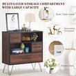 Costway Engineered Wood Sideboard with Metal Leg and Drawers in Walnut