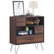 Costway Engineered Wood Sideboard with Metal Leg and Drawers in Walnut