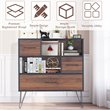 Costway Engineered Wood Sideboard with Metal Leg and Drawers in Walnut
