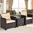 Costway 3-piece Rattan Patio Furniture Set with Back & Seat Cushion in Beige