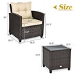 Costway 3-piece Rattan Patio Furniture Set with Back & Seat Cushion in Beige