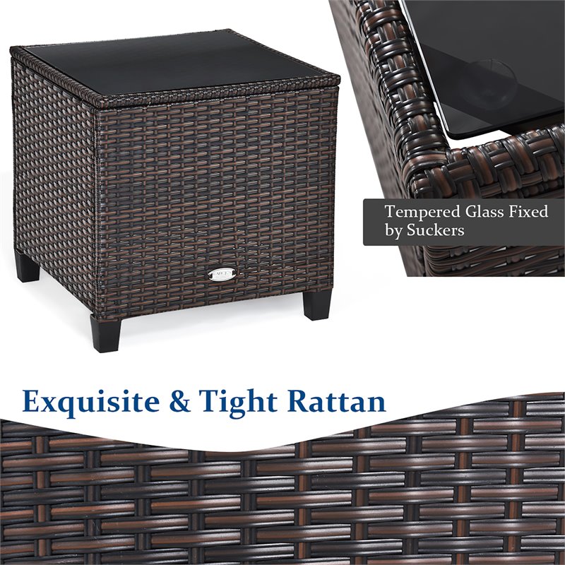 Costway 3-piece Rattan Patio Furniture Set with Back & Seat Cushion in Black
