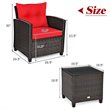 Costway 3-piece Rattan Patio Furniture Set with Back & Seat Cushion in Red