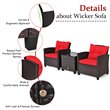 Costway 3-piece Rattan Patio Furniture Set with Back & Seat Cushion in Red