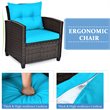 Costway 3-piece Rattan Patio Furniture Set with Back & Seat Cushion in Turquoise