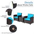 Costway 3-piece Rattan Patio Furniture Set with Back & Seat Cushion in Turquoise