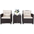 Costway 3-piece Rattan Patio Furniture Set with Back & Seat Cushion in Off White