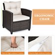 Costway 3-piece Rattan Patio Furniture Set with Back & Seat Cushion in Off White