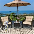 Costway 3-piece Rattan Patio Furniture Set with Sofa Chair in Beige