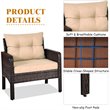 Costway 3-piece Rattan Patio Furniture Set with Sofa Chair in Beige
