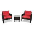 Costway 3-piece Rattan Patio Furniture Set with Sofa Chair in Red