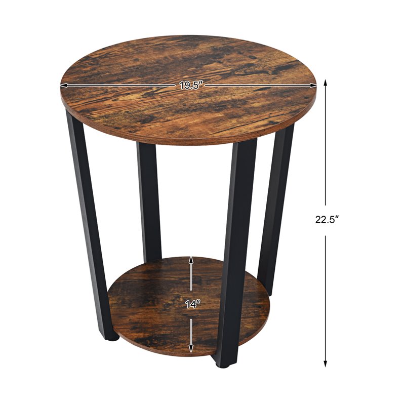 Costway Contemporary Engineered Wood End Table with Storage Shelf in Brown/Black