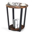 Costway Contemporary Engineered Wood End Table with Storage Shelf in Brown/Black