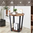 Costway Contemporary Engineered Wood End Table with Storage Shelf in Brown/Black