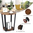 Costway Contemporary Engineered Wood End Table with Storage Shelf in Brown/Black