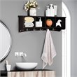 Costway Contemporary P2 MDF Wall Mounted Storage Cabinets with 5 Hooks in Brown