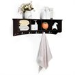 Costway Contemporary P2 MDF Wall Mounted Storage Cabinets with 5 Hooks in Brown