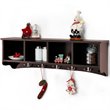 Costway Contemporary P2 MDF Wall Mounted Storage Cabinets with 5 Hooks in Brown
