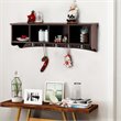 Costway Contemporary P2 MDF Wall Mounted Storage Cabinets with 5 Hooks in Brown