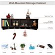 Costway Contemporary P2 MDF Wall Mounted Storage Cabinets with 5 Hooks in Brown