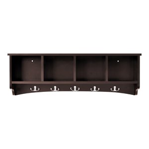 Costway Contemporary P2 MDF Wall Mounted Storage Cabinets with 5 Hooks in Brown