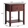 Costway Contemporary MDF and Pine Beside Table with Sturdy Frame in Brown